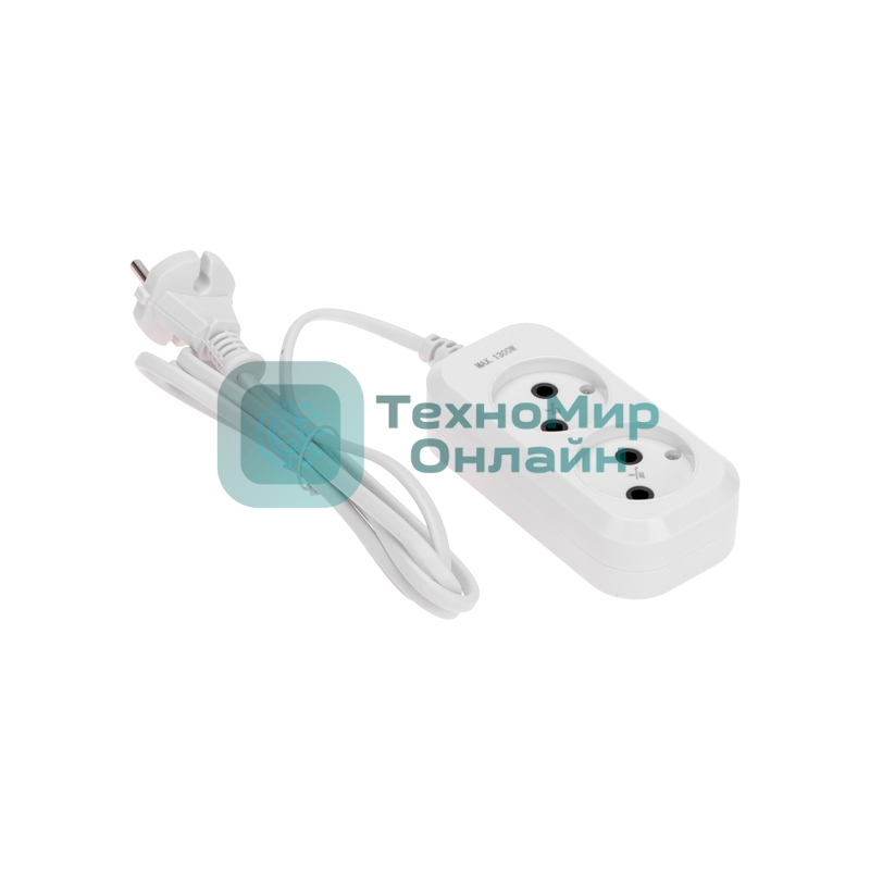 Удлинитель PROconnect 2 гнезда, 1,5 м, 2х0,75 мм², б/з, белый