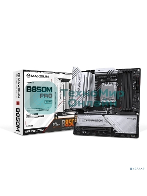 Материнская плата MAXSUN MS-Terminator B850M PRO WIFI (Socket AM5, mATX, 4*DDR5(192Gb), DP/HDMI, 2*SATA3, 3*M.2, 1*PCIEx16/1*PCIEx4, 1* Type-C, 4*USB 2.0, 4*USB 3.2, LAN 1*2.5G, SPDIF, WiFi 6E, RTL)