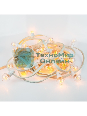 Гирлянда Neon-night LED Galaxy Bulb String 10м, белый каучук, 30 лампx6 LED желтый, влагостойкая IP65