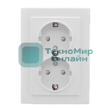 Розетка 2-ая, с/з,со шторками, 16А, СП Basic Минск белый