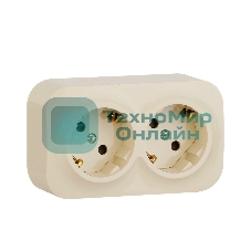 Блок розеток Quteo с предварительным подключением 2x2К+З со шторками, 16A, 250 В, IP 20, Слон. кость