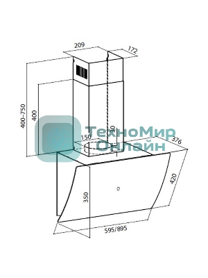 Вытяжка каминная Lex Plaza GS 900 WH белый управление: сенсорное (1 мотор)