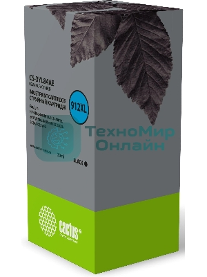 Картридж струйный Cactus CS-3YL84AE 912XL (есть ограничения по прошивке) черный (30 мл) для HP OfficeJet 8012/8014/8015/8017;OfficeJet Pro 8022/8023/8024/8025 AIO