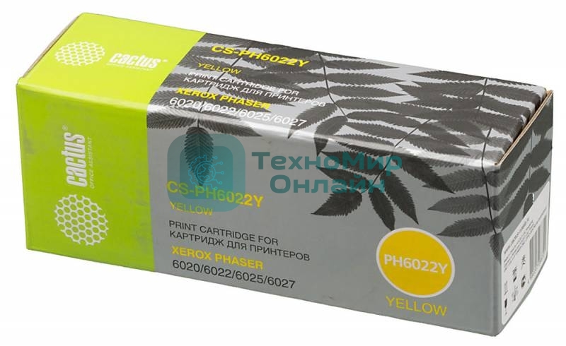 Картридж лазерный Cactus CS-PH6022Y (106R02762) желтый (1000 стр.) для Xerox Phaser 6020/6022/WC 6025/6027