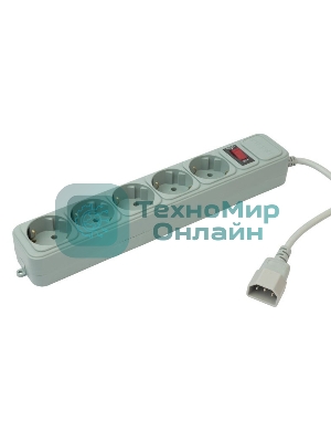 Сетевой фильтр PC Pet AP01006-E-GR 1.8м, 5 розеток, серый