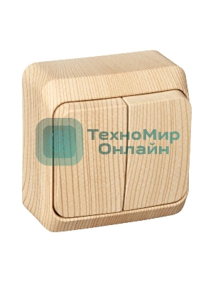 Выключатель 2-кл. ОП Этюд Дача 10А IP20 сосна SchE BA10-002D