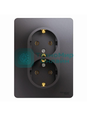 Розетка 2-м Glossa с заземл. в сборе графит SchE GSL001324