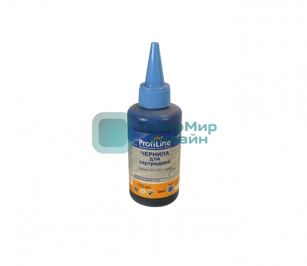 Чернила ProfiLine PL-CLI-521C для принтеров Canon Pixma Ip3600/IP4600/MP540/MP620/MP630/MP980 Cyan 100 мл водн
