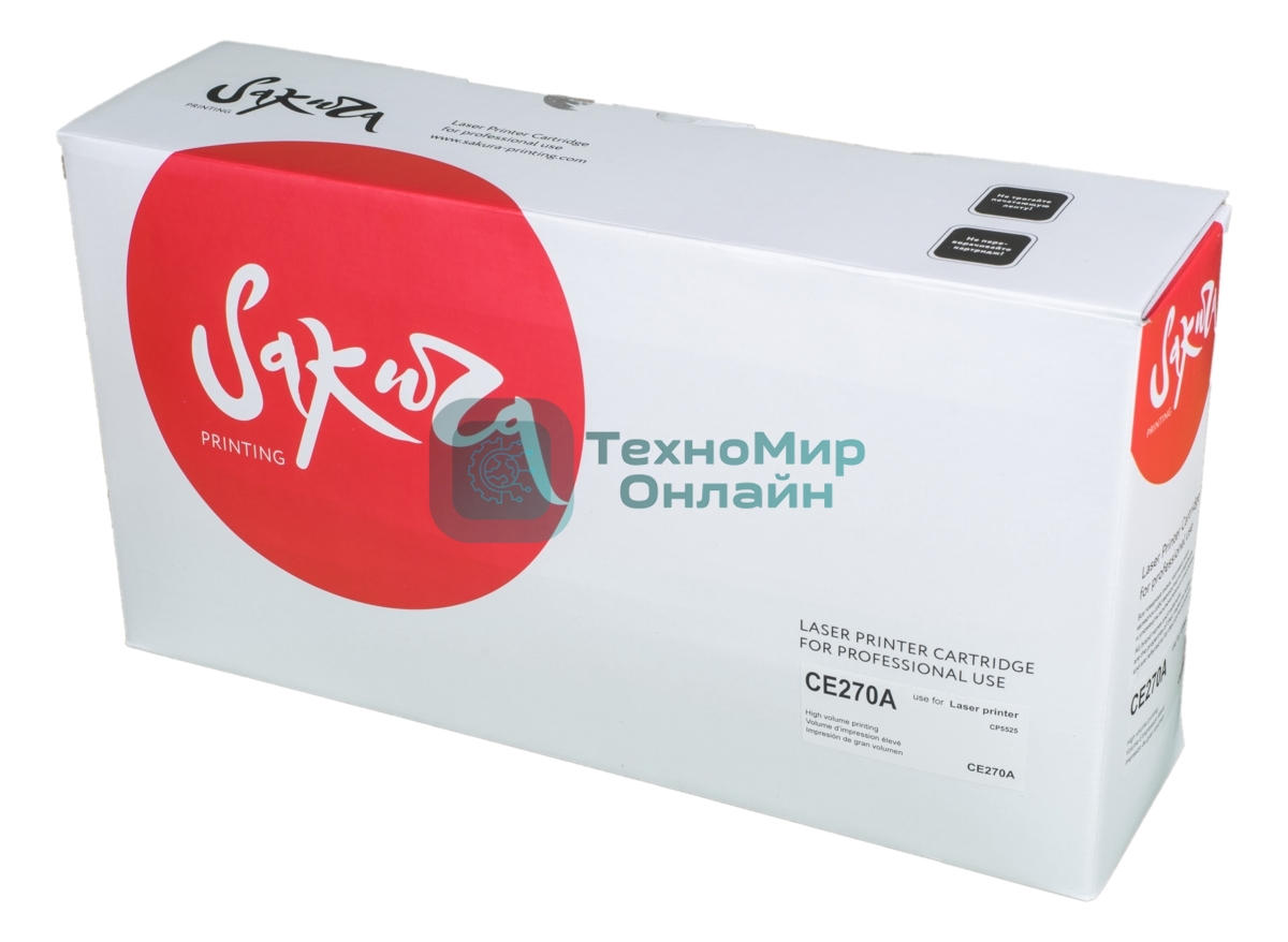 Картридж лазерный Sakura CE270A для HP LaserJet Enterprise M750xh, M750n, M750dn, CP5525xh, CP5525n, CP5525dn, черный, 13 000 к.