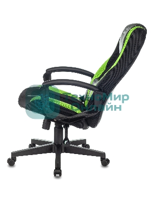 Кресло Бюрократ Zombie 9 черный/салатовый, экокожа, 120 кг, механизм качания