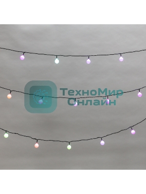 Гирлянда Neon-night Шарики Ø25 мм, 5 м, темно-зеленый ПВХ, 25 диодов, цвет RGb