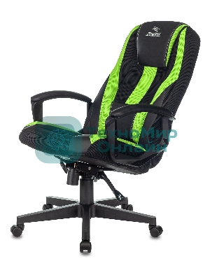 Кресло Бюрократ Zombie 9 черный/салатовый, экокожа, 120 кг, механизм качания