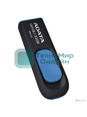 Флешка USB ADATA UV128 (AUV128-32G-RBE), 32Gb, USB 3.0, R/W 100/30, черный/синий