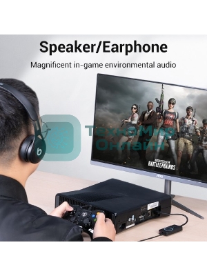 Внешняя звуковая карта Vention USB c регулятором громкости Черная