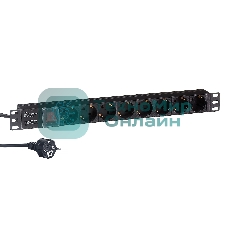 Блок розеток горизонтальный ExeGate ServerPro PDU-19H805 Al-8S-EU3-SW, 19