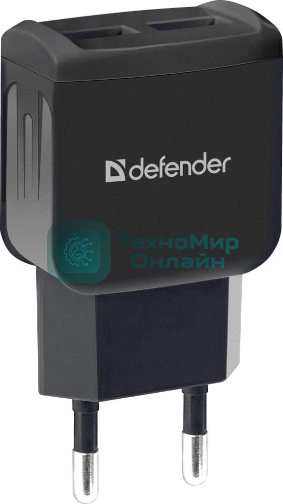 Сетевой адаптер Defender 2xUSB, 5V/2.1А, черный, пакет (EPA-13)