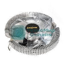 Кулер для процессора ExeGate Wizard EE91-BLUE серебристый, 90 мм, алюминий, 2200 об/мин, 22 дБ, 3 pin, 75 Вт, 50 мм