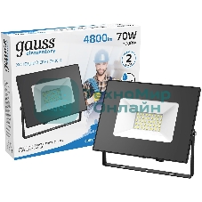 Прожектор светодиодный Gauss LED 70Вт IP65 6500К черный