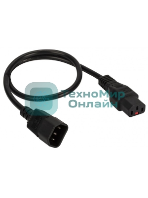 Шнур питания Lanmaster с блокировкой C13-C14, 3х0.75, 220В, 10А, черный, 1.8 метра