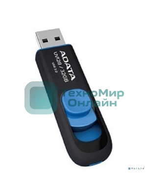 Флешка USB ADATA UV128 (AUV128-32G-RBE), 32Gb, USB 3.0, R/W 100/30, черный/синий