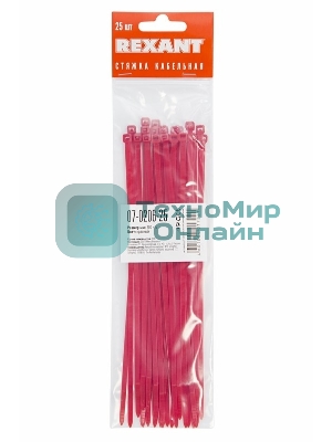 Хомут-стяжкa нeйлонoвая Rexant 200x3,6 мм, красная, упаковка 25 шт.