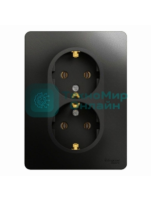 Розетка 2-м Glossa 16А с заземл. в сборе антрацит SchE GSL000724