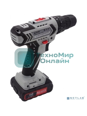 Дрель-шуруповерт аккумуляторная Ресанта ДА-18-2ЛК-У 75/14/6, Аккумуляторная, 18В, 2 АКБ, Ударная, Кейс