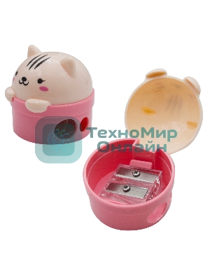 Точилка для карандашей ручная Silwerhof Cute Солнечная коллекция, 2 отверстия, пластик, ассорти, коробка