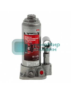 Домкрат Matrix гидравлический бутылочный 4 т h подъема 194–372мм в пласт. кейсе master