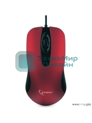 Мышь проводная Gembird MOP-400-R красный, 1000 dpi, USB, кнопки - 3