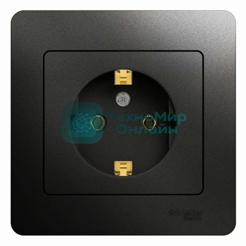 Розетка 1-м Glossa 16А в сборе с заземл. в сборе антрацит SchE GSL000742