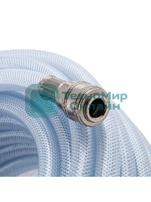 Шланг пневматический Stels 57025 пвх 10x16 мм, 18 бар, армированный прозрачный, быстросъемное соединение