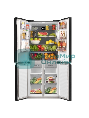 Холодильник Maunfeld MFF183NFBE черный трехкамерный инвертор 270/135л морозилка снизу, Total NoFrost, Side by Side