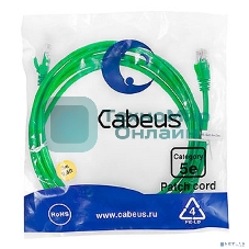 Патч-корд Cabeus, кат. 5е, неэкр., U/UTP, RJ45/RJ45, PVC, AWG24, 3м, зеленый