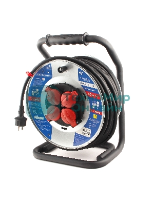 Удл. на мет. катушке “Power Cube” IP44 16А 50м резина 3*2,5мм2 4 роз. с/з