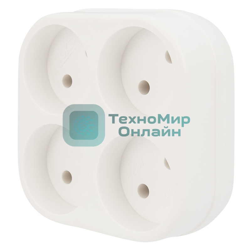 Четверник электрический Rexant 6А без заземления, белый