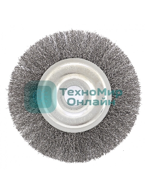 Щетка для УШМ Сибртех 150 мм, посадка 22,2 мм, Плоская, витая проволока 0,3 мм