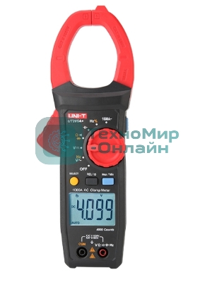 Токоизмерительные клещи UT205A+ Напряжение постоянного/переменного тока (1000 В); переменный ток (1000А); Сопротивление (40 МОм); Емкость (40 мФ); Частота (10 МГц); Отверстие челюсти 42 мм