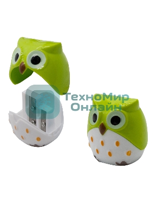 Точилка для карандашей ручная Silwerhof Owl Солнечная коллекция, 2 отверстия, пластик, ассорти, коробка