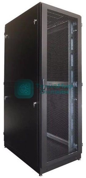 Шкаф серверный напольный 42U (600 1200) дверь перфорированная, задние двойные перфорированные, черный