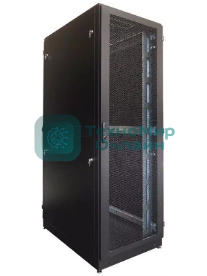 Шкаф серверный напольный 42U (600 1200) дверь перфорированная, задние двойные перфорированные, черный