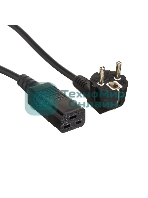 Кабель питания ExeGate Power PC19-3P (Евровилка Schuko->С19) VDE-250V-3*1.5-CU, черный, 16А, 3м