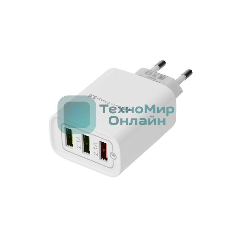 Сетевое зарядное устройство Rexant 3 x USB, 5V, 3 А + 1 А + 1 А, белый