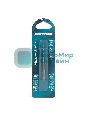 Сверло универсальное Gross Multipurpose PRO, 6-гр. хвостовик, 4мм