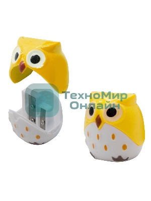 Точилка для карандашей ручная Silwerhof Owl Солнечная коллекция, 2 отверстия, пластик, ассорти, коробка