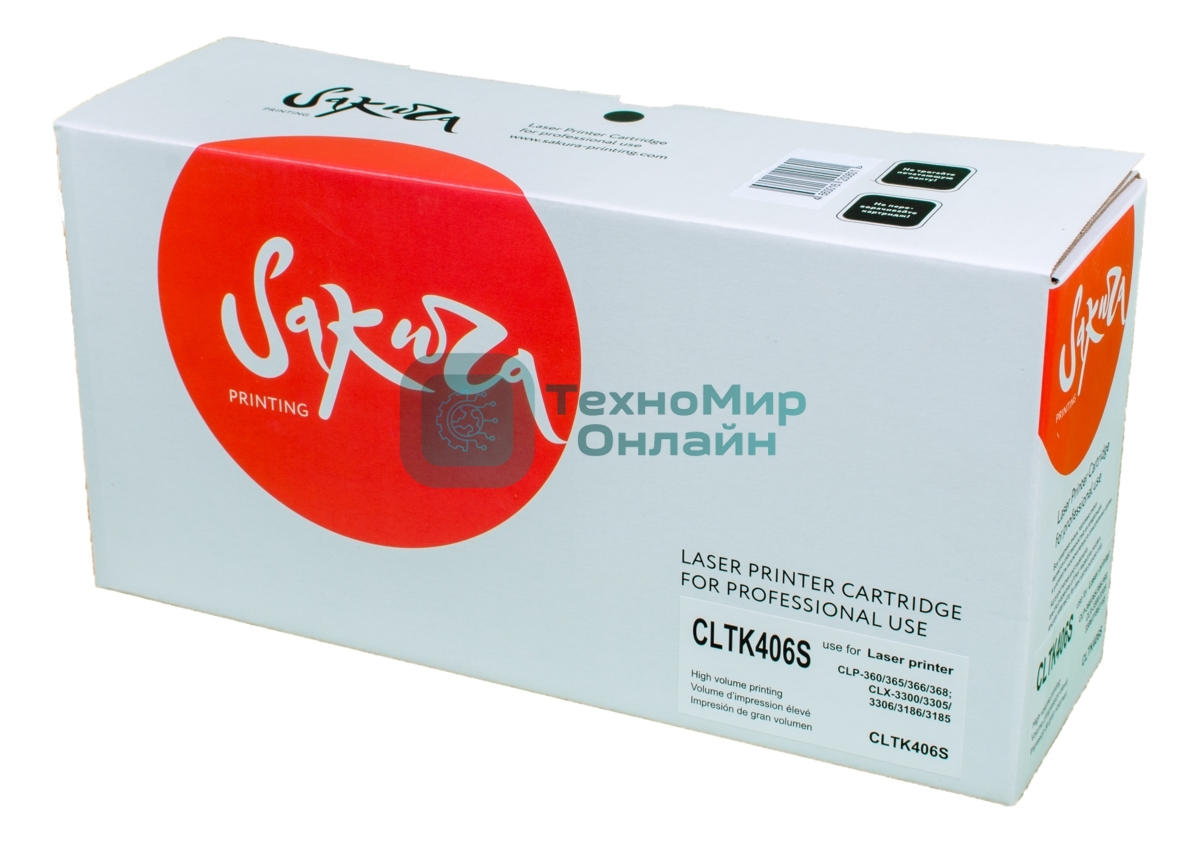 Картридж лазерный Sakura CLTK406S для Samsung CLP-360/365/365w, CLX-3300/3305/3305w/3305Fw/3305FN, Xpress C410/460, черный, 1500 к.