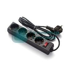 Удлинитель ExeGate EC-4-3B (EX279397RUS), черный, 3 м, евровилка с заземлением, 4 евророзетки с заземлением, 2200 Вт