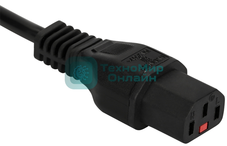 Шнур питания с блокировкой C13-Schuko прямая, 3х0.75, 220В, 10А, черный, 1.8 метра