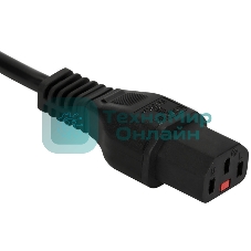 Шнур питания с блокировкой C13-Schuko прямая, 3х0.75, 220В, 10А, черный, 1.8 метра