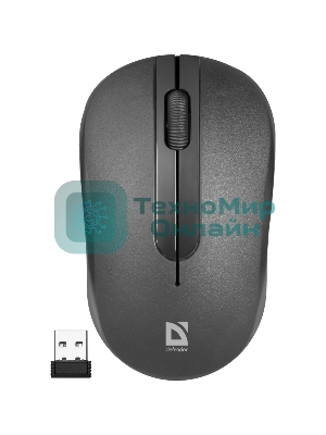 Мышь беспроводная Defender Hit MM-495 черный, 1600 dpi, радиоканал, USB, кнопки - 3